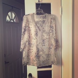Chico’s brown, beige, blush sheer blouse. Size 1